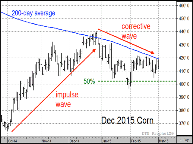 So far in 2015, December corn has held firm above support at $4. South America&#039;s new-corn crop will not be available for months, giving U.S. corn prices a chance for a decent spring rally. (DTN chart)